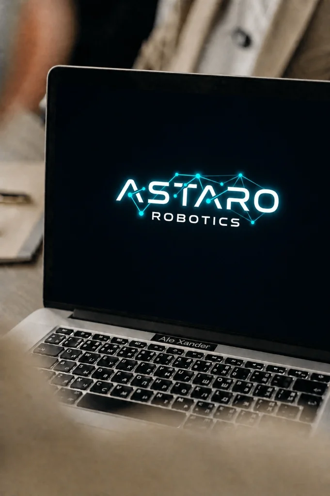 Laptop with Astaro Robotics logo on screen
